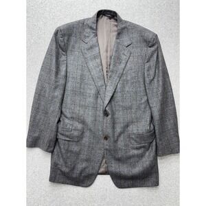 Canali Blazer 42R* Gray Wool Cashmere Windowpane Plaid Luxury Old Money Italian